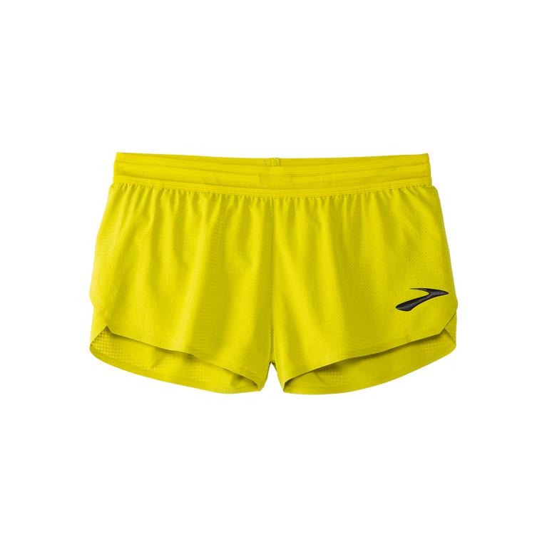 Brooks Women's ELITE 2 SPLIT Running Shorts - GreenYellow/Acid Lime/Nightlife - Canada (VHJFS-6594)